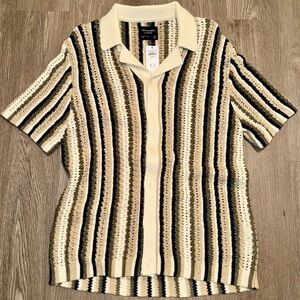 NEW Abercrombie & Fitch Retro Stitch Button-Through Sweater Polo (Medium)